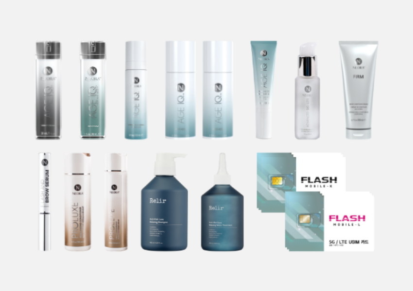  A group shot of Neora products featured in the Hair Care Essentials Pack.